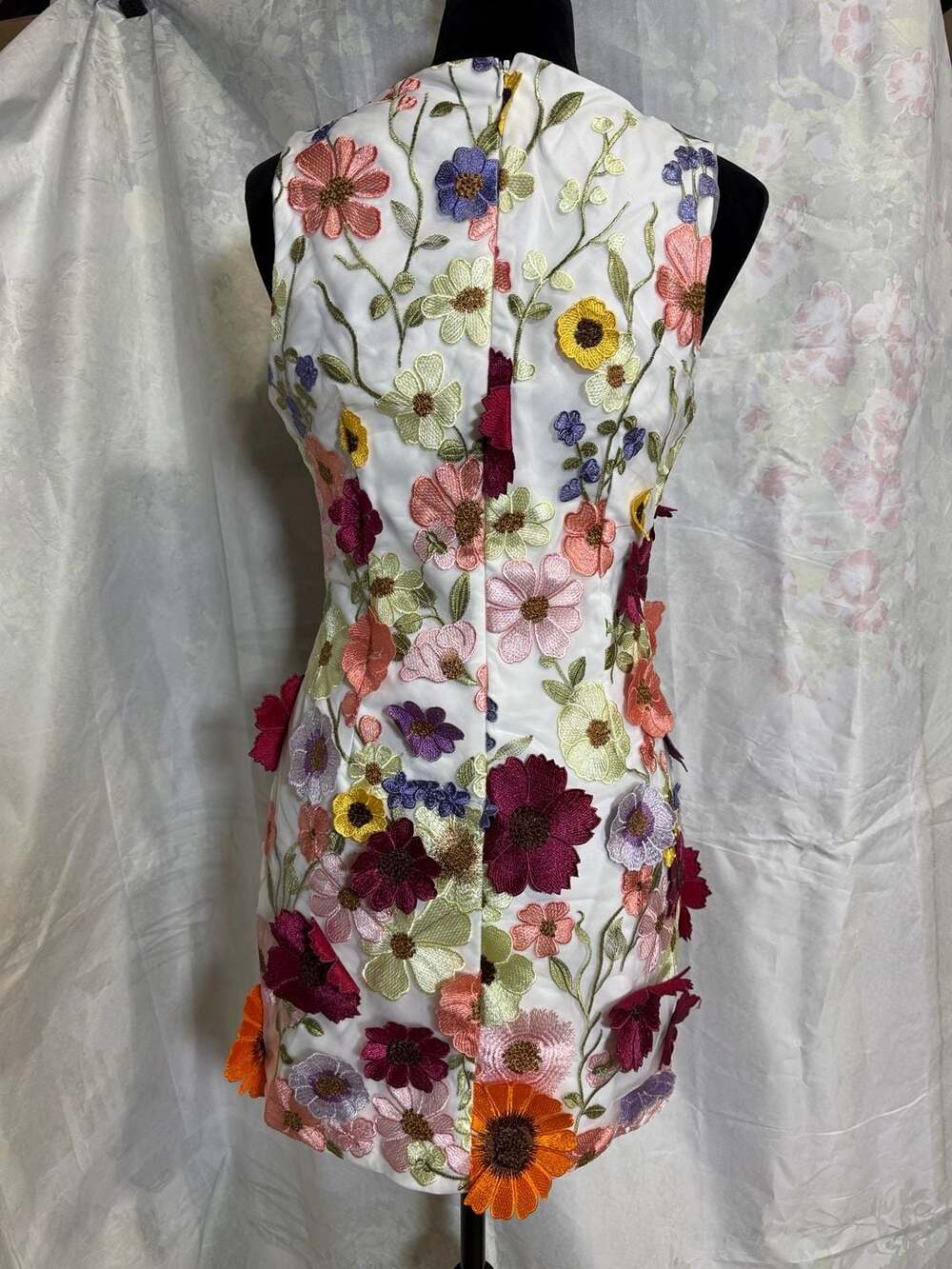 Endless Rose 3D Floral Embroidered Sleeveless Mini Dress White Size S - Picture 5 of 12